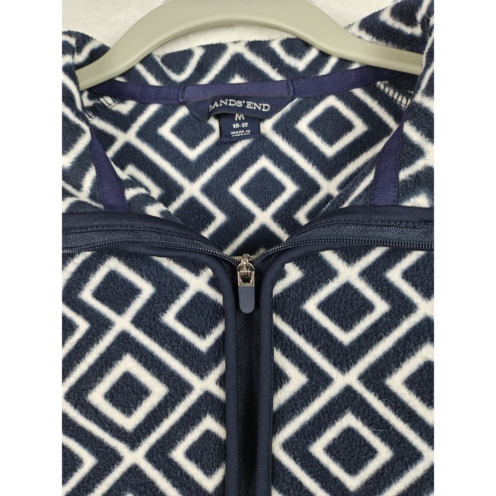 Lands End Pullover Womens Medium Navy Blue Anyweather 1/4 Zip Fleece - Picture 4 of 8